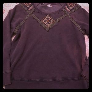 Medium purple long sleeve shirt with unique design